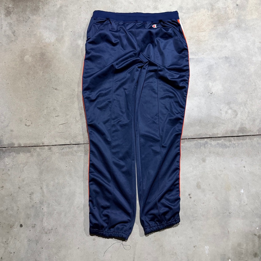 Vintage Champion Track Pants Mens XXL Navy Blue Orange Side Stripe Made in USA